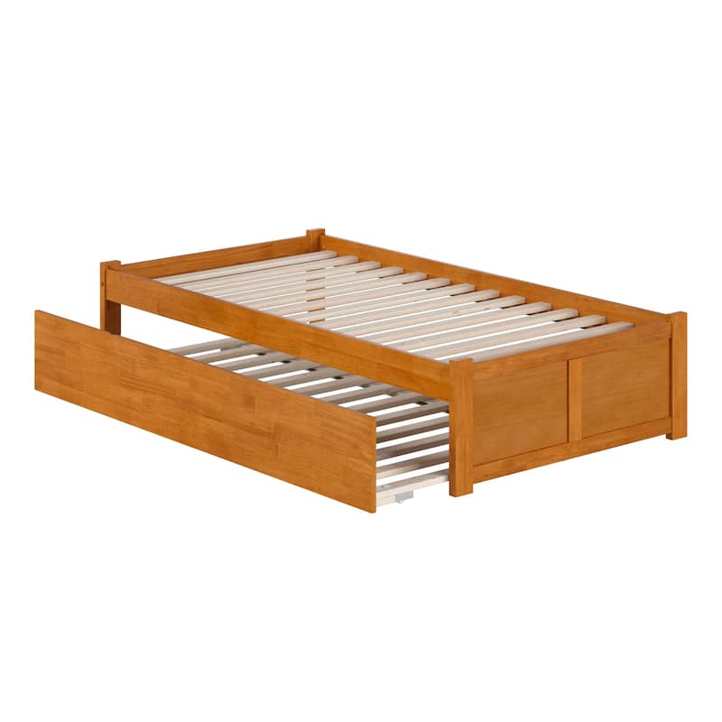 Concord Platform Bed with Footboard and Twin Trundle Bed