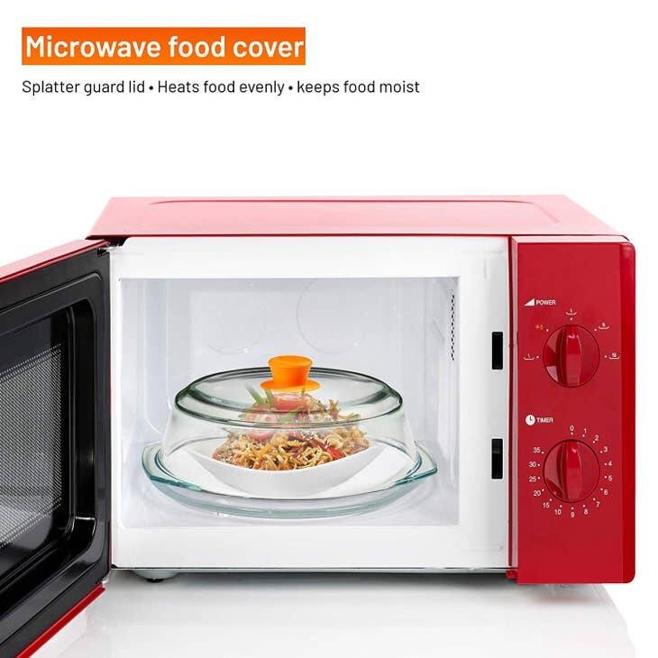 Glass Microwave Cover with Silicone Knob