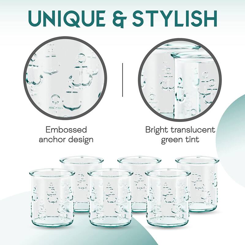 Amici Home Set of 6 Italian Recycled Anchor DOF Drinking Glasses - 12 Oz