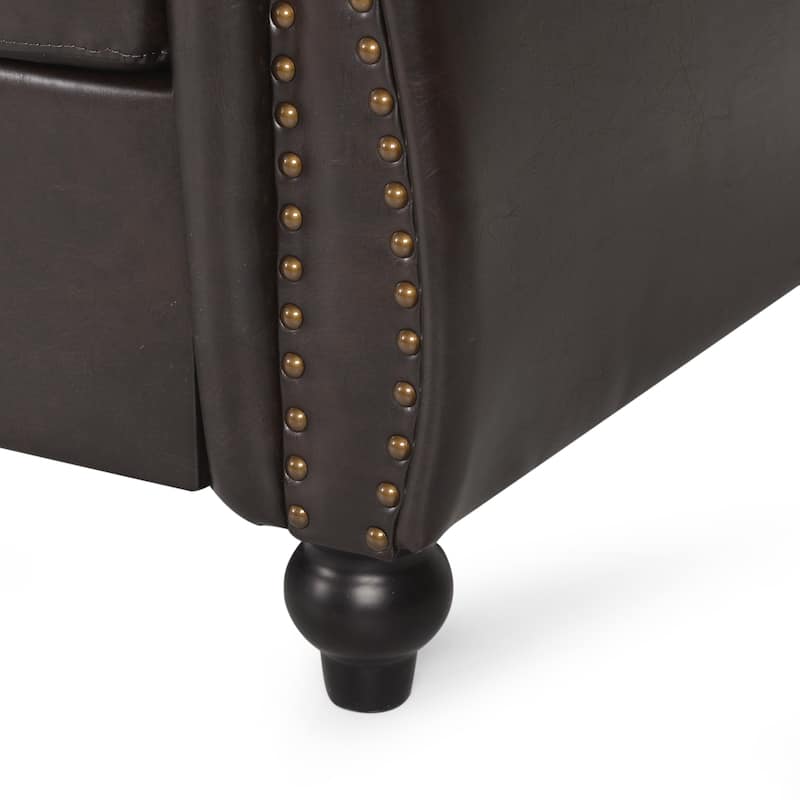 Parksley Tufted Chesterfield Faux Leather Sofa by Christopher Knight Home