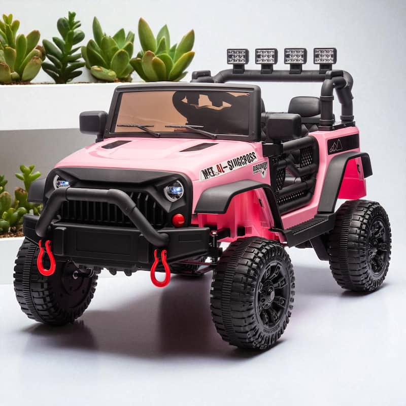 24V Kids Ride-On Car with Remote Control, 400W Motor, Four-Wheel Suspension, Bluetooth, USB, MP3, Music for Kids 3+ - Pink