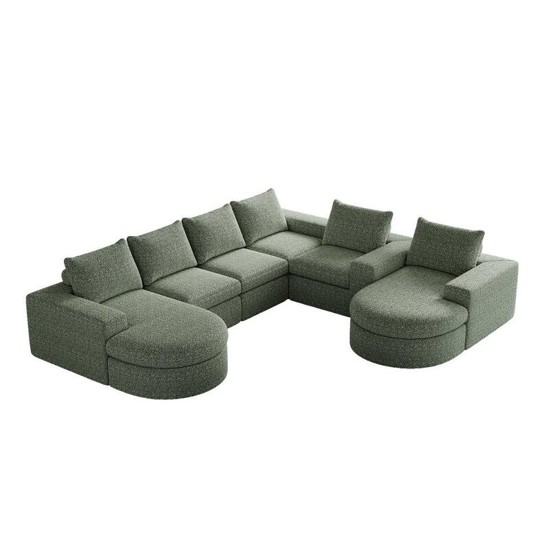 Modern L-Shaped Chenille Sectional Sofa with Chaise and Six modules