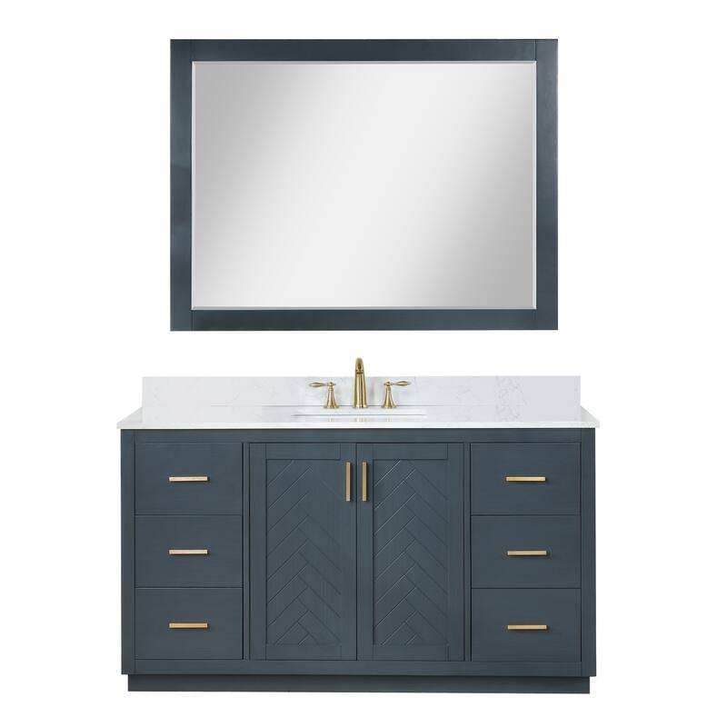Altair Gazsi Bathroom Vanity with Composite Stone Countertop with Mirror