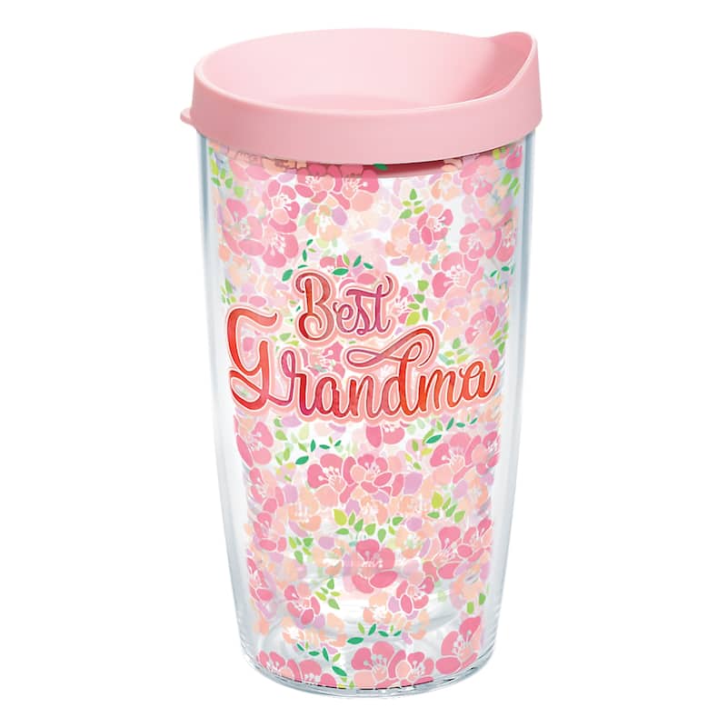 Tervis Best Grandma Flowers Made in USA Double Walled Insulated Travel Tumbler, Classic - 16oz - 16oz