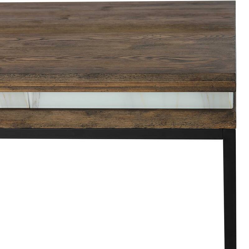 Brown Wood Rectangular Console Table with Black Iron Frame Base - 47.2” L x 15.7” W x 29.5” H