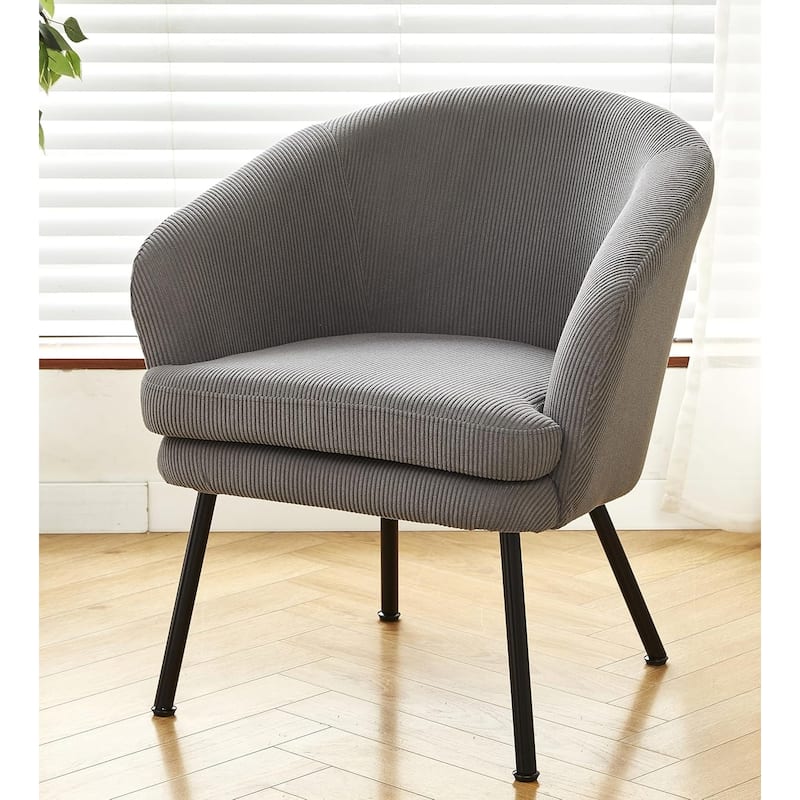 US Pride Furniture Modern Corduroy Accent Chair with Channel Back Design Black Metal Legs and Soft Upholstery