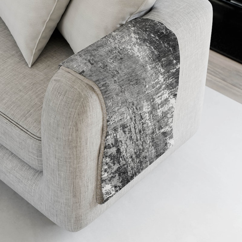 Premium Machine Washable Abstract Modern Sherpa Throw Blanket - Gray - 4'2" x 5'10"