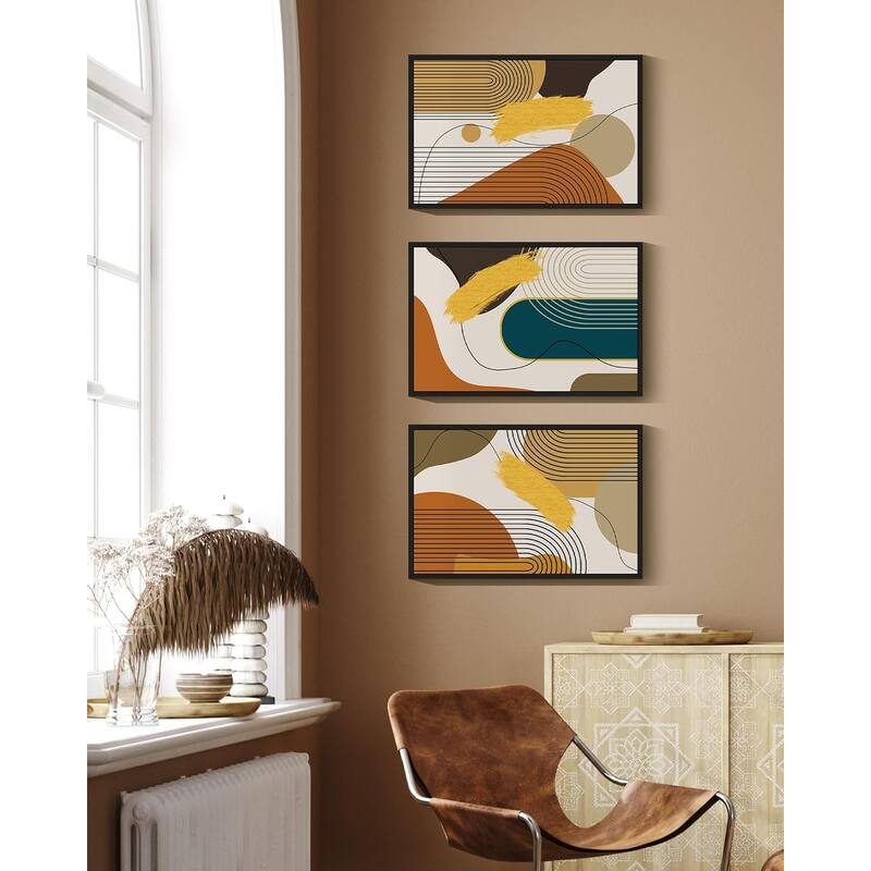 Abstract Framed Wall Art Modern Minimalist Luxury Gold Line Artwork