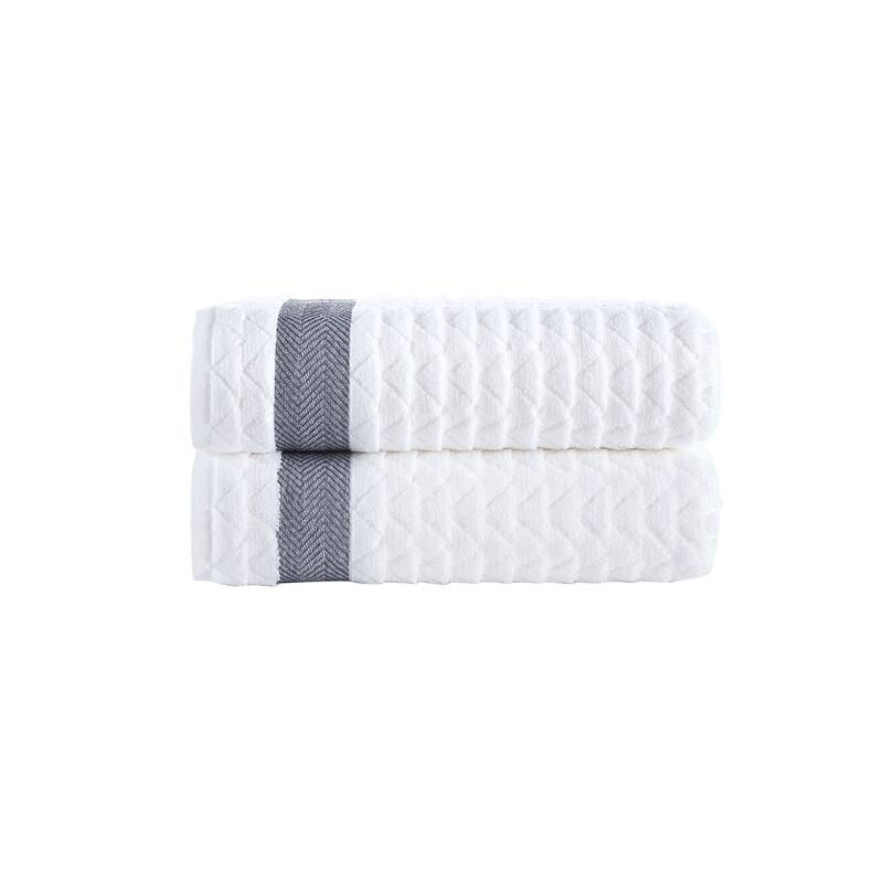 Brooks Brothers Herringbone 2 pcs Bath Towels - White