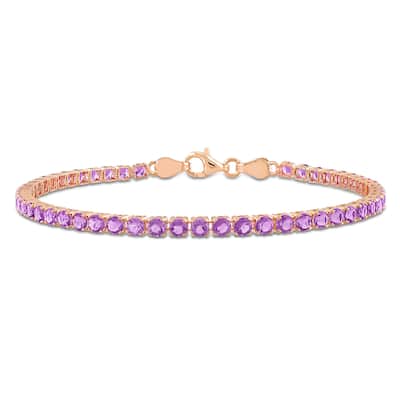 Miadora 3 3/5ct TGW Amethyst Tennis Bracelet in Rose Plated Sterling Silver