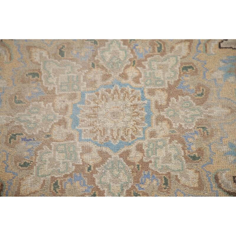 Hand Knotted Oriental 100% Wool Carpet Traditional Floral Peach Tabriz Area Rug - 12' 6'' X 9' 6''