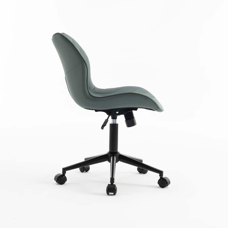 Faux Leather Office Chair with Wheels, Upholstered Task Chair