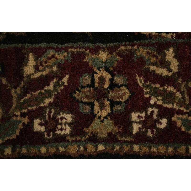 Hand Knotted Oriental 100% Wool Carpet Traditional All-Over Black Agra Runner Rug - 13' 5'' X 2' 5''