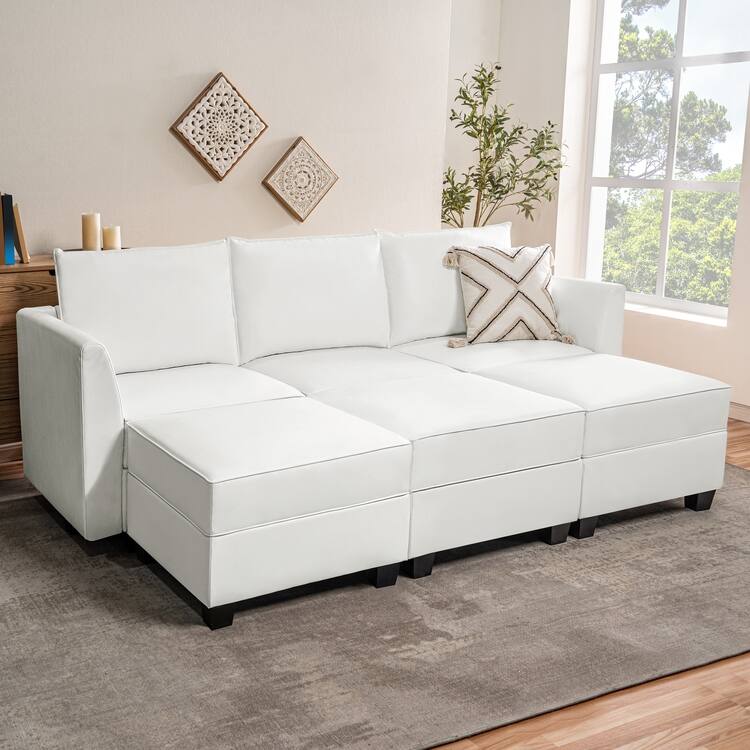Modern DIY Convertible Modular Sectional Sofa Collection with Loveseat, Sofa, and Ottomans