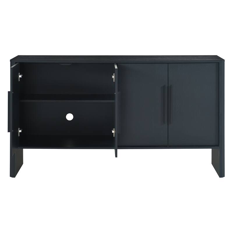 4-Door Retro Sideboard with Adjustable Shelves, Large Storage Cabinet, Antique Blue