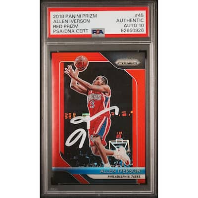 Allen Iverson 2018 Panini Prizm Red Signed Card #45 Auto Graded PSA 10 81/299 - 8'6" x 11'6"