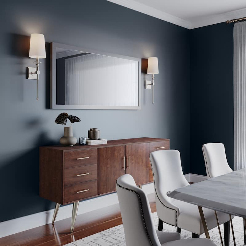 Millennium Lighting 1 Light 26 inch Wall Sconce with White Linen Shade - Brushed Nickel