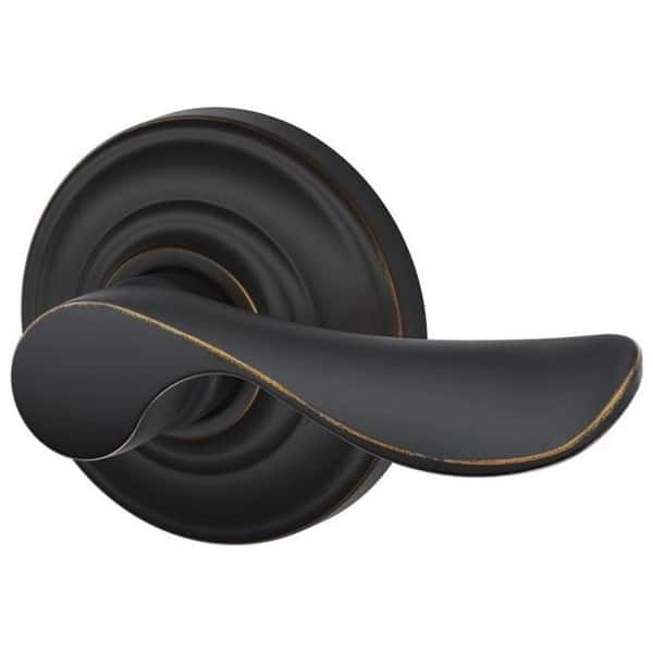 slide 2 of 5, Schlage Champagne Right Handed Non-Turning One-Sided Dummy Door Lever Aged Bronze