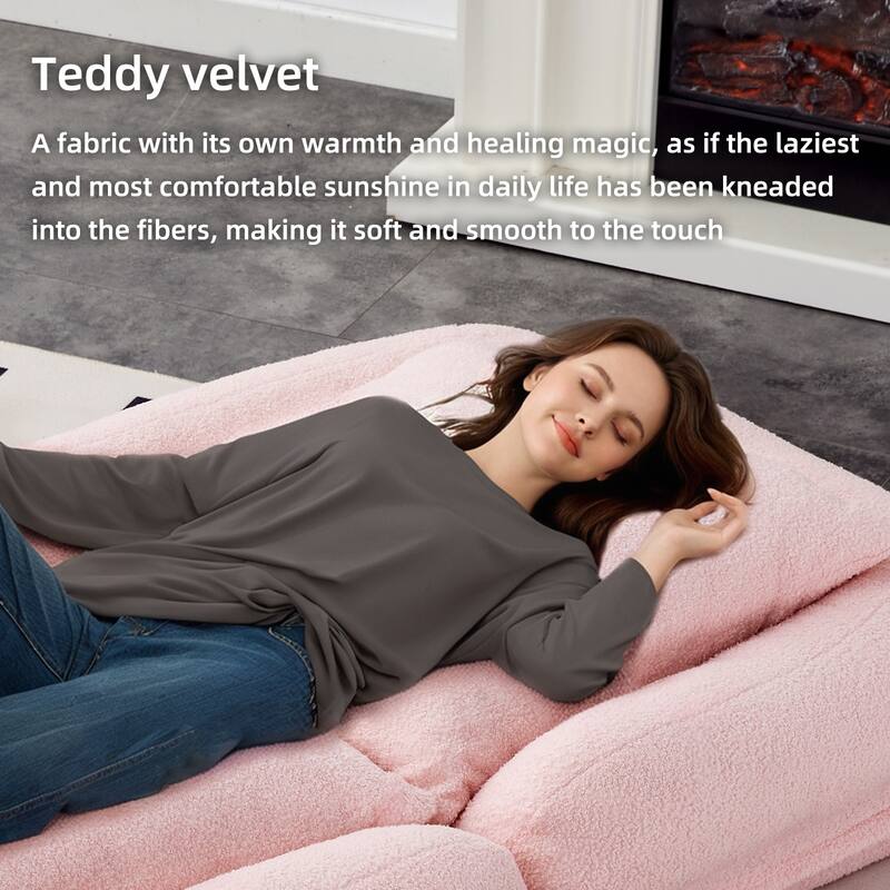 Folding Sofa Chair with 5 Adjustable Positions Plush Floor Lounge Chair