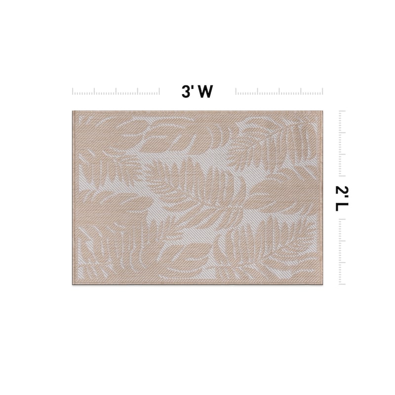 World Rug Gallery Floral Leaves Textured Flat Weave Indoor/Outdoor Area Rug