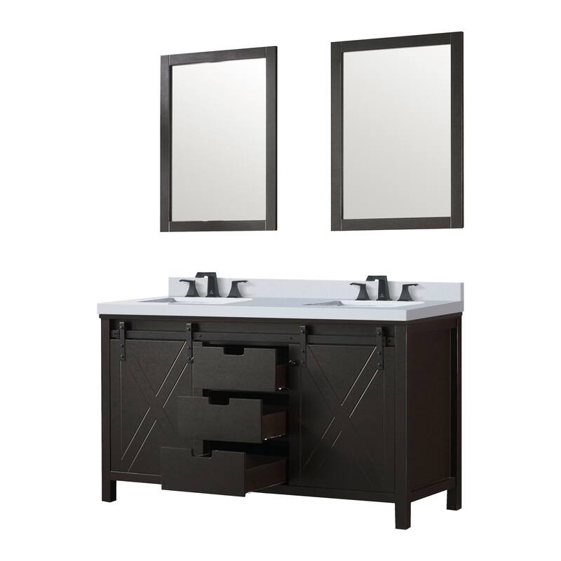 Marsyas Bath Vanity, Cultured Marble Countertop, Faucet Set and Mirrors