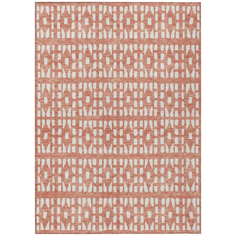 Machine Washable Indoor/ Outdoor Contemporary Imprints Chantille Rug