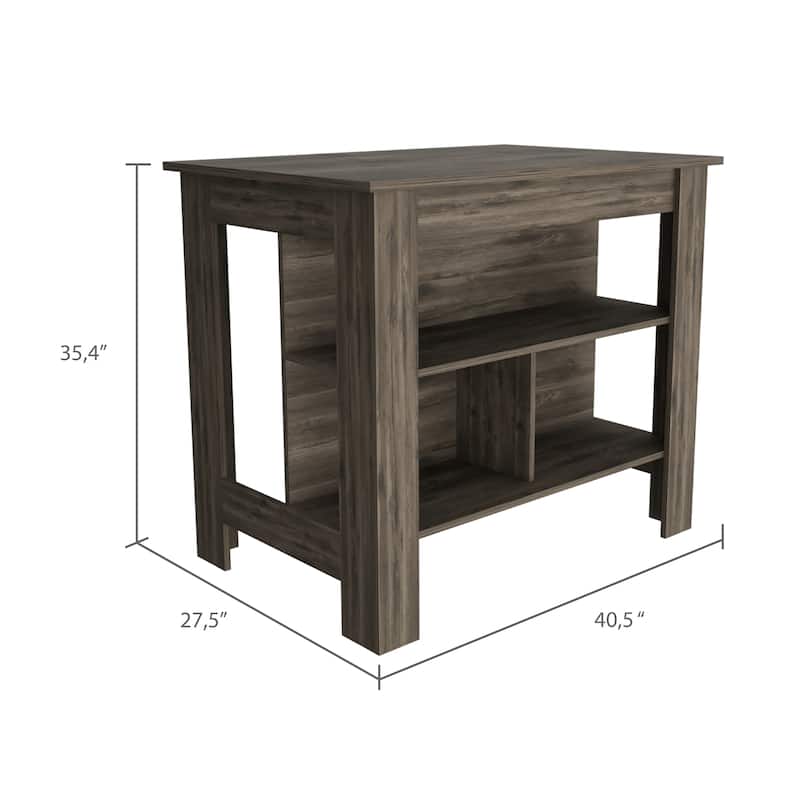 3-Shelf Kitchen Island with Open Shelf