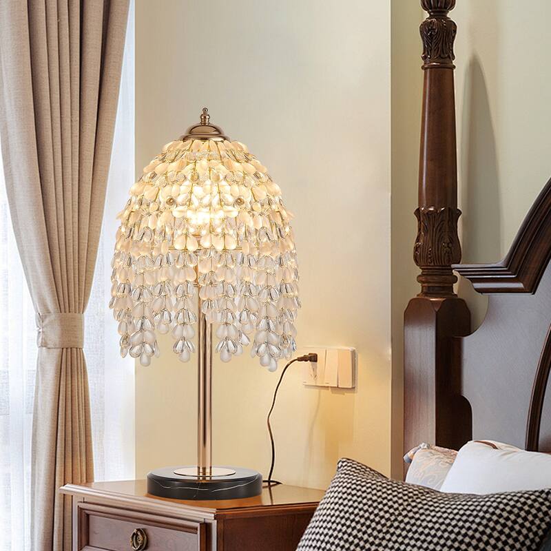 19"H Vintage Waterfall Design Crystal Table Lamp