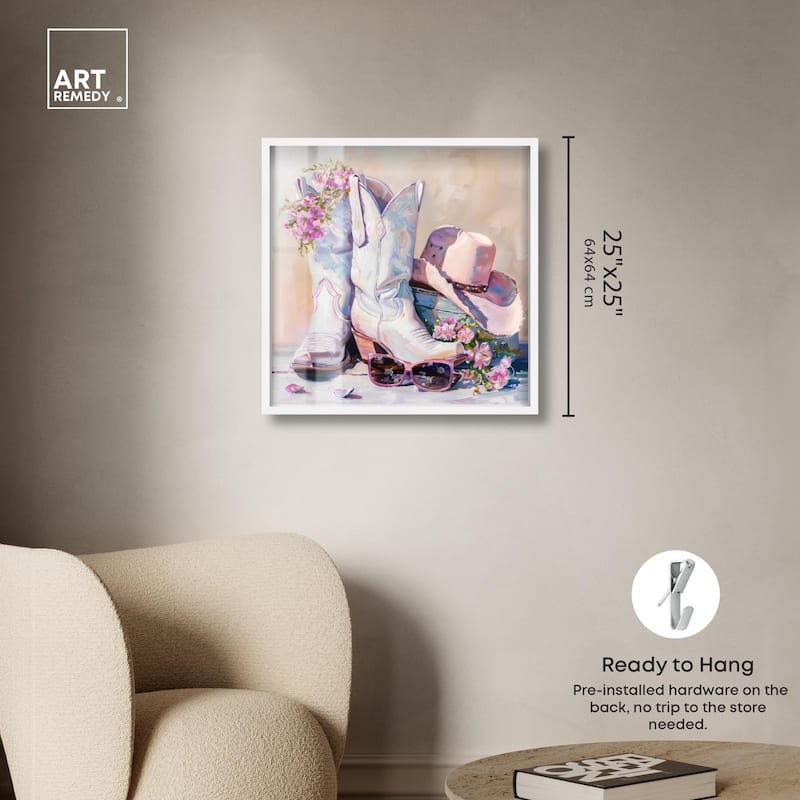 Spring Pink Cowboy Necessities Shadowbox by Art Remedy