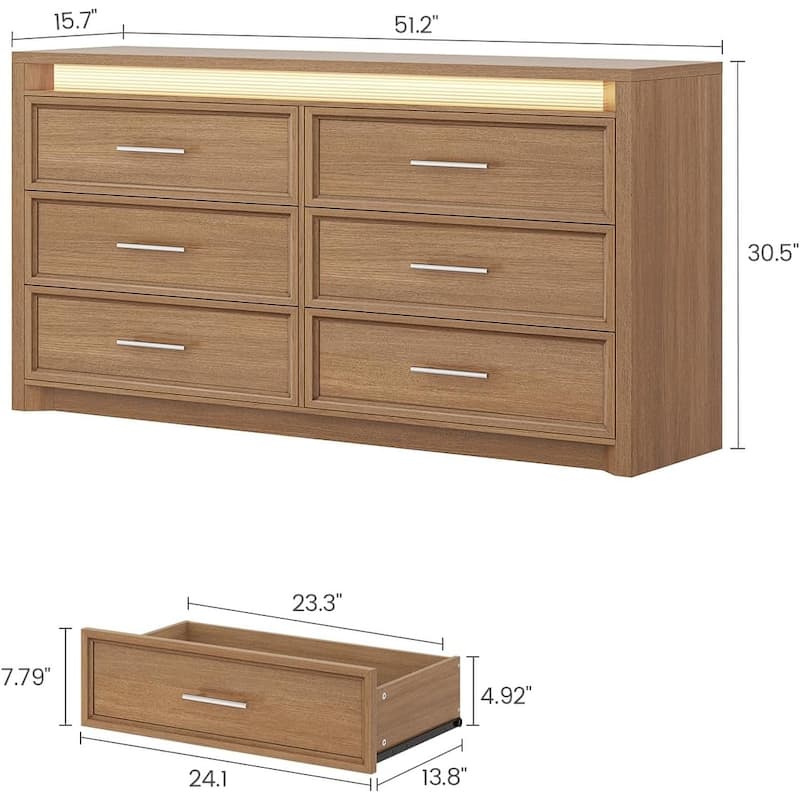 Dresser for Bedroom with Drawers Mid-Century Modern Dresser 3 Color Lights