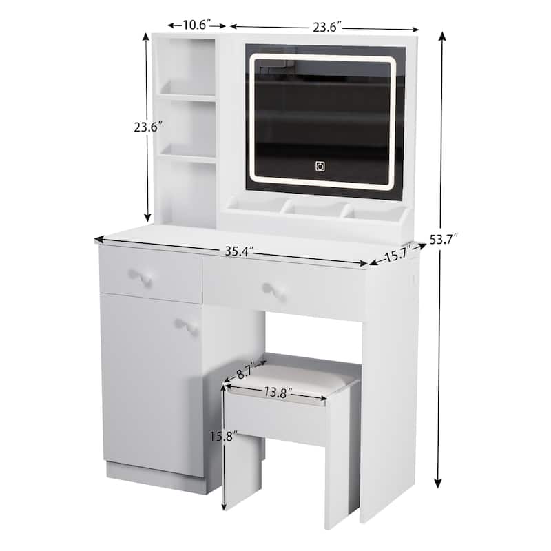 Fashion Vanity Desk with Mirror and Lights for Makeup