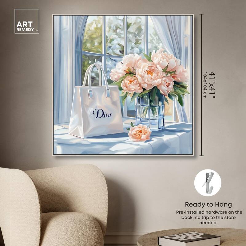 Bag and Peonies Canvas by Art Remedy