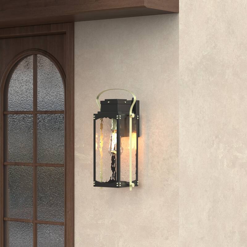 Maxax Black 1 - Light 17.3'' H Water Glass Outdoor Wall Lantern with Dusk to Dawn