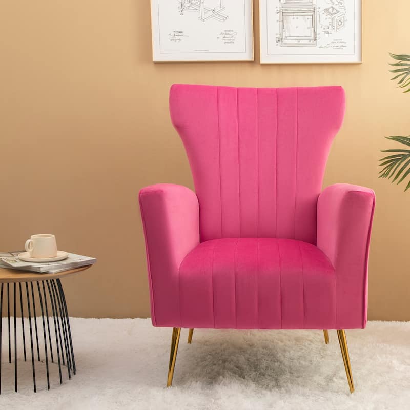 Wingback Arm Chair with Gold Legs, Upholstered Single Sofa