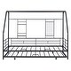 preview thumbnail 9 of 9, Twin Size House Bed with Twin Trundle Bed, All-in-one Grid, Built-in 2 Shelf, Top-shelf for Kids Black Metal House-shape Frame
