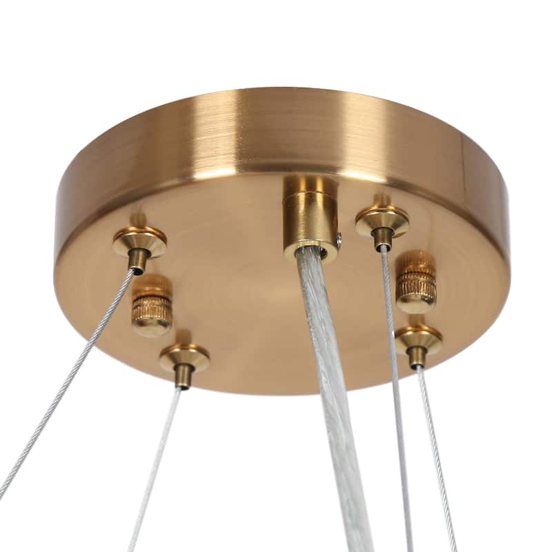 Modern Gold 10-Light Crystal Drum Chandelier for Living Dining Room