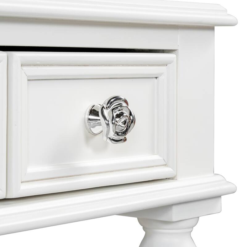 Retro Makeup Desk Console Table with Large Mirror
