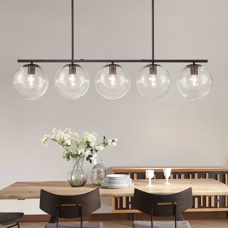 5 - Light 44" Large Globe Chandelier Kitchen Island Linear Pendant Light for Dining Room