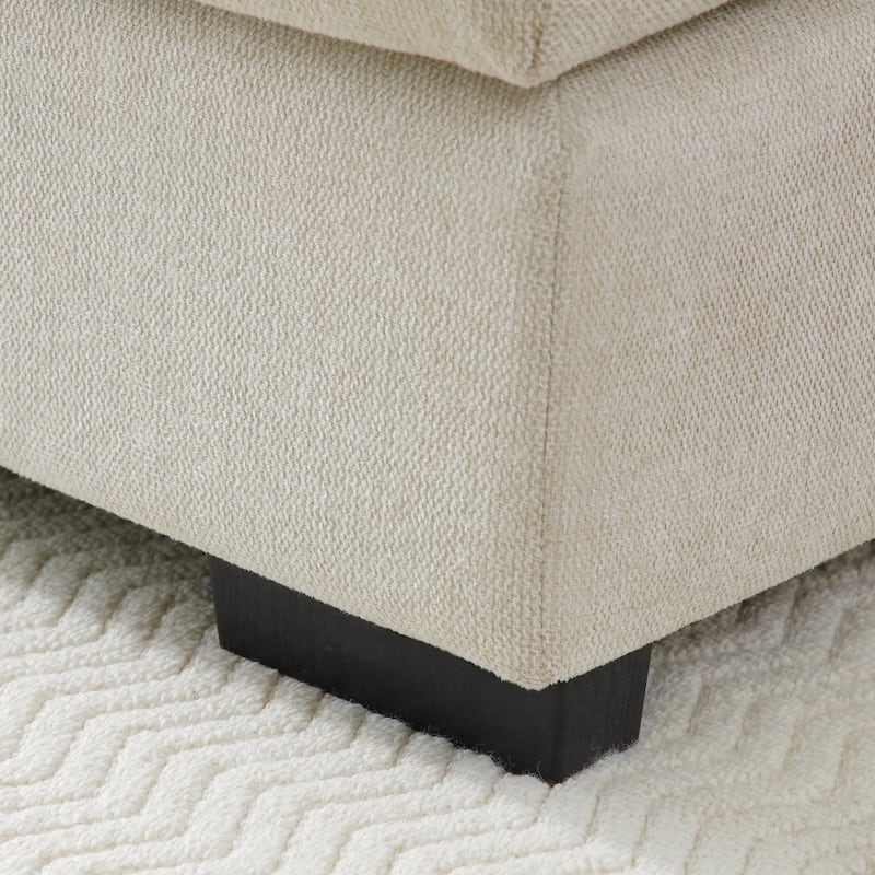 130" Modern Upholstered Sectional Sofa with Console and Chaise, Pillows