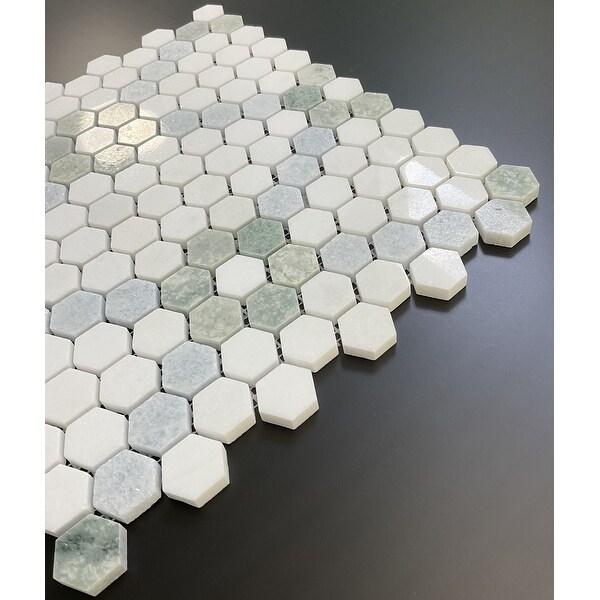 ES STONE - Marble Hexagon Flower Mosaic Tile - Case (10 Sheets