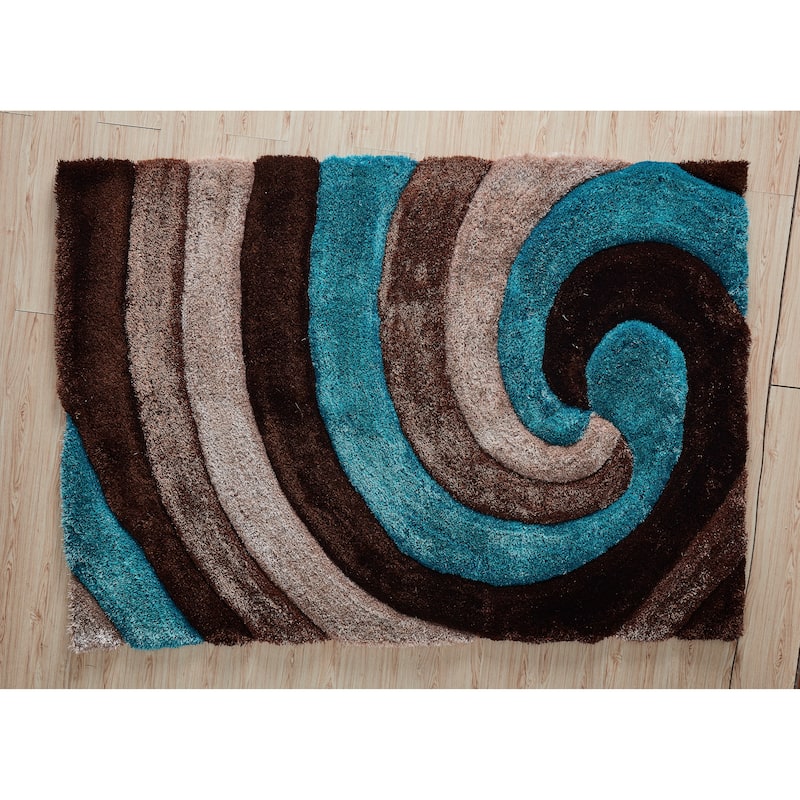 Mateos Shag Collection Swirl Area Rug
