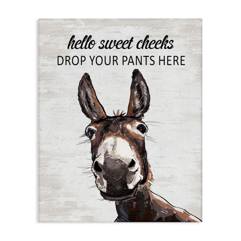 Stupell Sweet Cheeks Laundry Donkey Canvas Wall Art Design By Lettered and Lined - 36 x 48