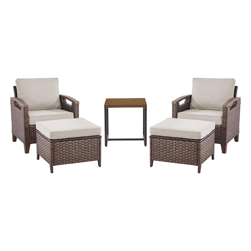 Pocassy Outdoor Brown Wicker Funitre with Cushion Set