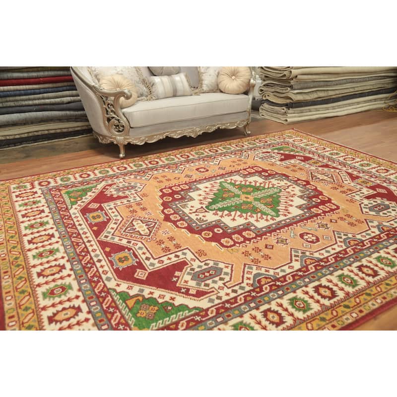 Handmade Wool Kazak Indian Area Rug Handmade Wool Carpet - 11' 10'' X 9' 0''