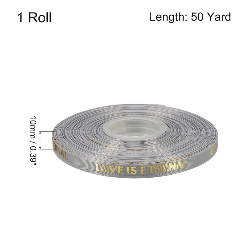 1" 50 Yard Valentine Printed Ribbon Wedding Favor Grosgrain Ribbons - Silver - 3/8"