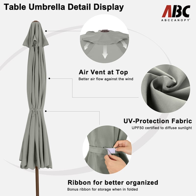 ABCCANOPY 10FT Outdoor Table Market Umbrella Tilt and Crank for Garden