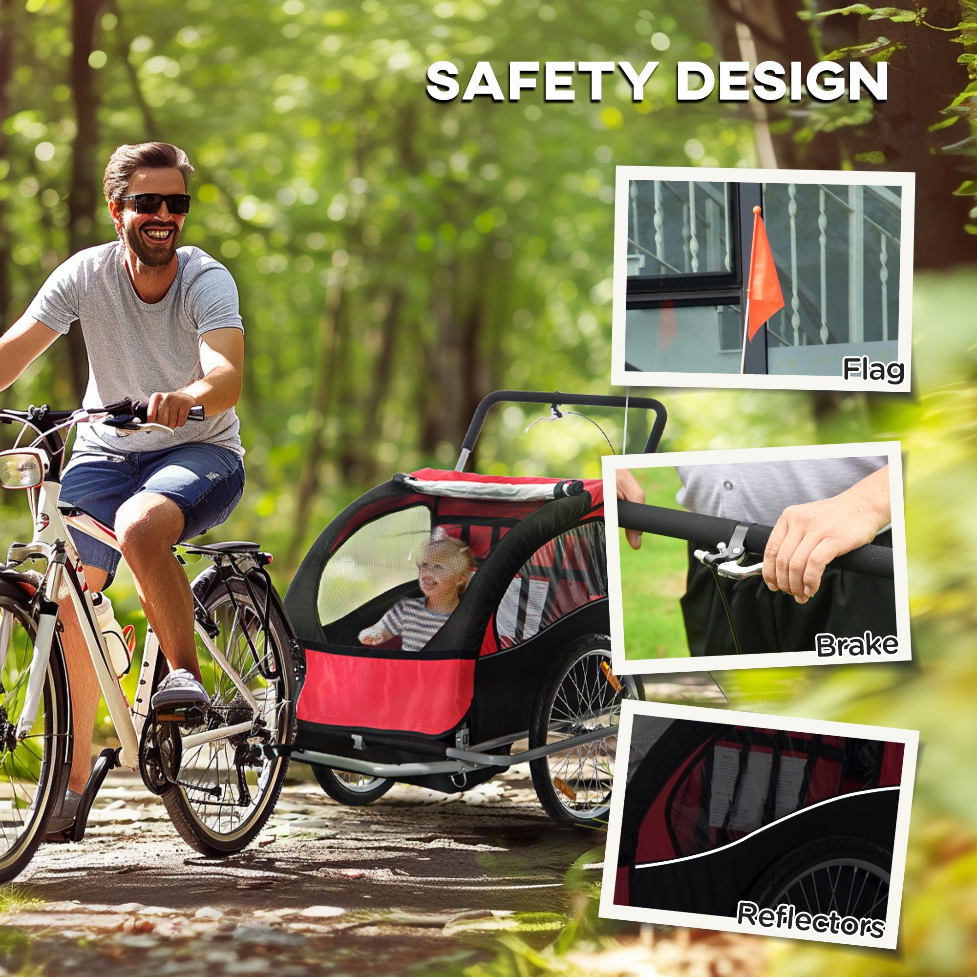 Veelar 2-in-1 Bike Trailer Stroller Double Seat For Kids (Converts - Main Image