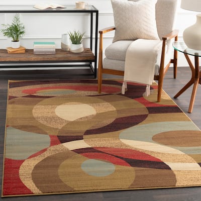 Hand-woven Grapevine Geometric Circles Plush Area Rug