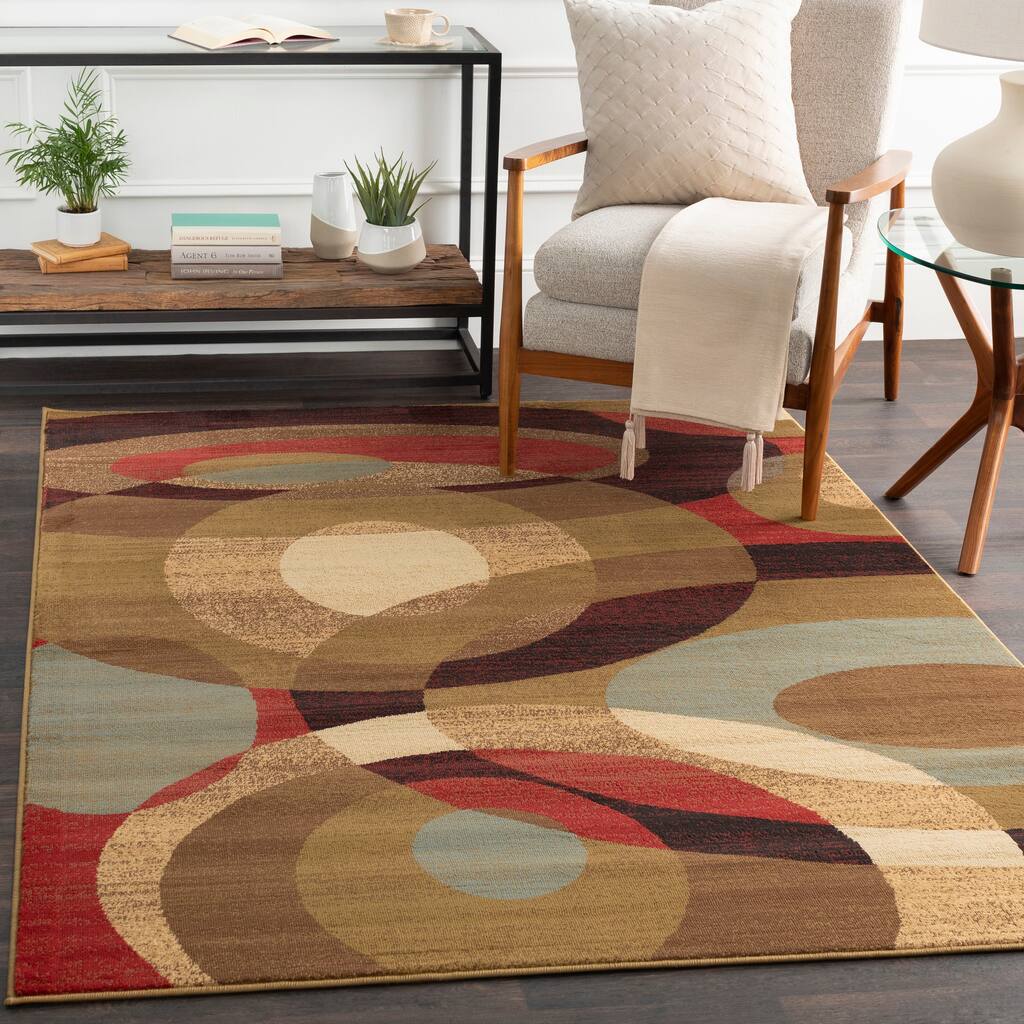 Woven Coen Geometric Circles Plush Area Rug