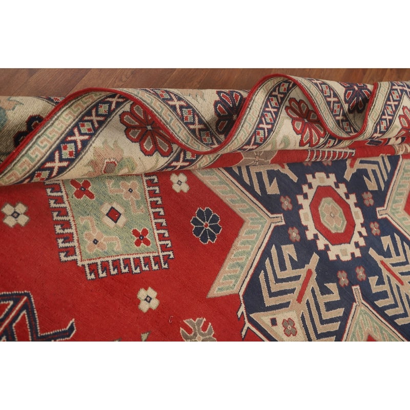 Geometric Kazak Rug Hand-Knotted Wool Carpet - 8'2"x 9'9"